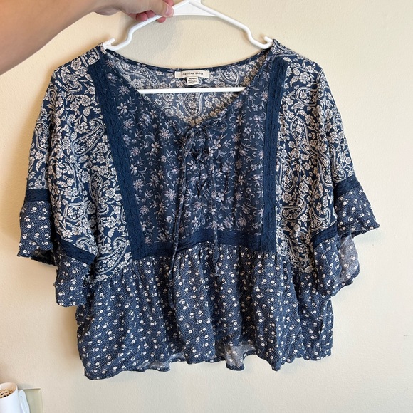 American Eagle Boho Floral Patchwork Top - Picture 2 of 3